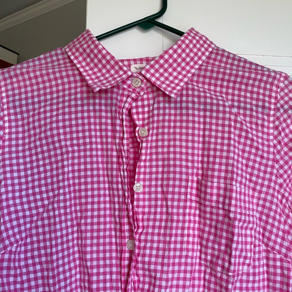 J. Crew pink and white gingham button down (medium) - Picture 3 of 3